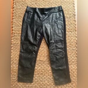 Chicos Leather Front Ponte Back Leggings Pants Black Size 1 US 8